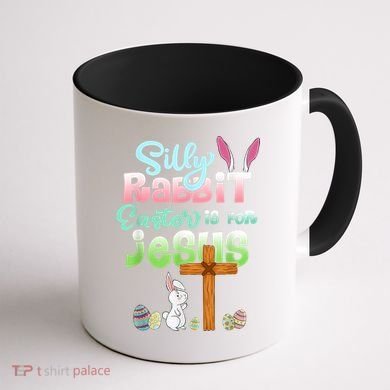 Funny Easter Day Silly Rabbit Easter Is For Jesus Christians Coffee Mug back