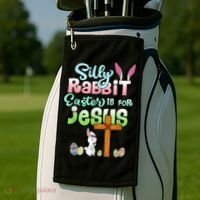 Funny Easter Day Silly Rabbit Easter Is For Jesus Christians Golf Towel thumb 2