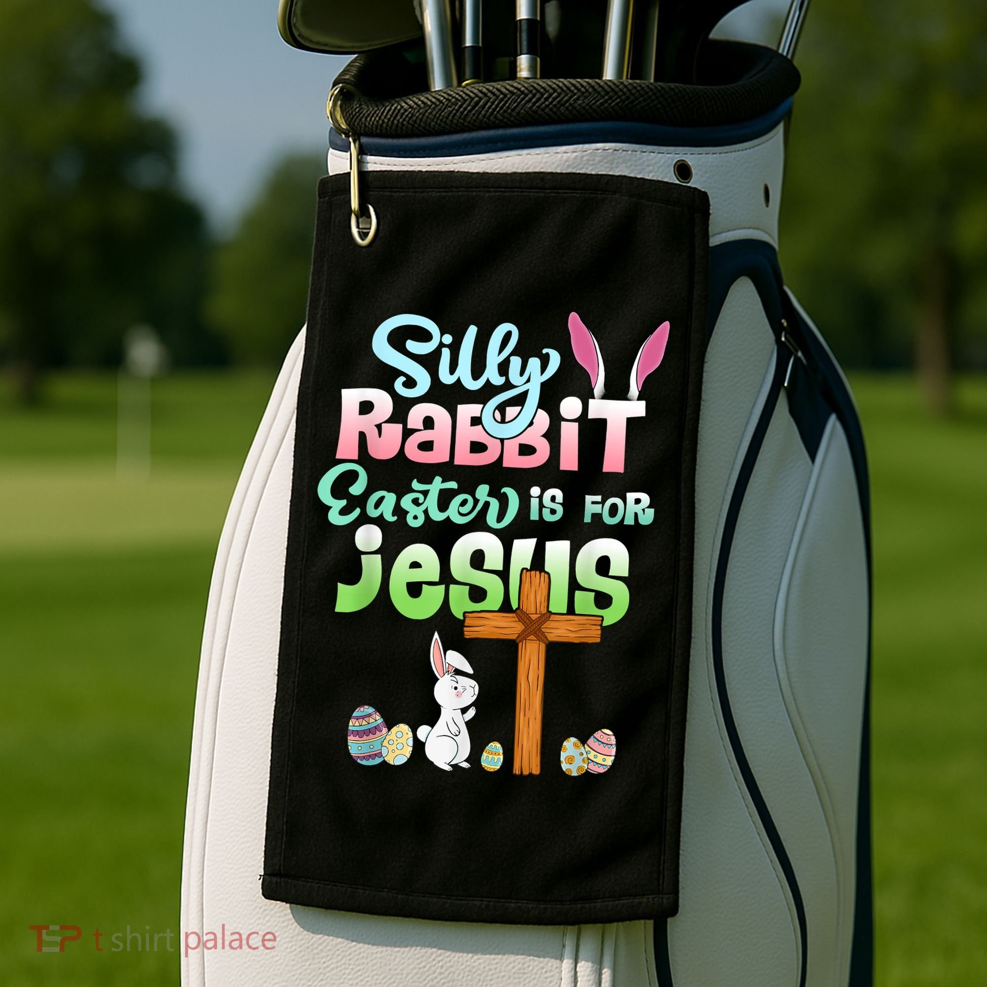 Funny Easter Day Silly Rabbit Easter Is For Jesus Christians Golf Towel