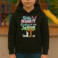 Funny Easter Day Silly Rabbit Easter Is For Jesus Christians Kids Hoodie thumb 3