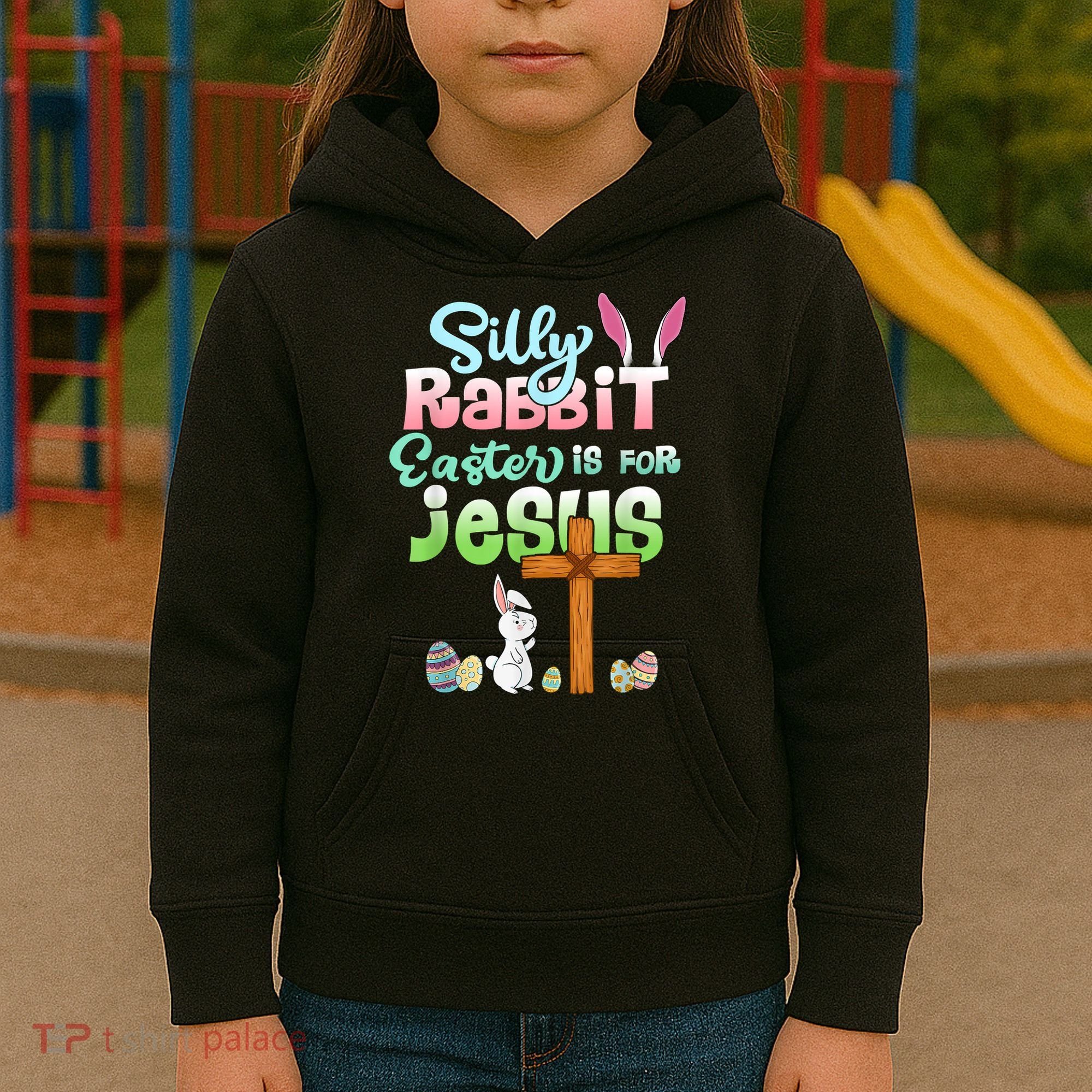 Funny Easter Day Silly Rabbit Easter Is For Jesus Christians Kids Hoodie