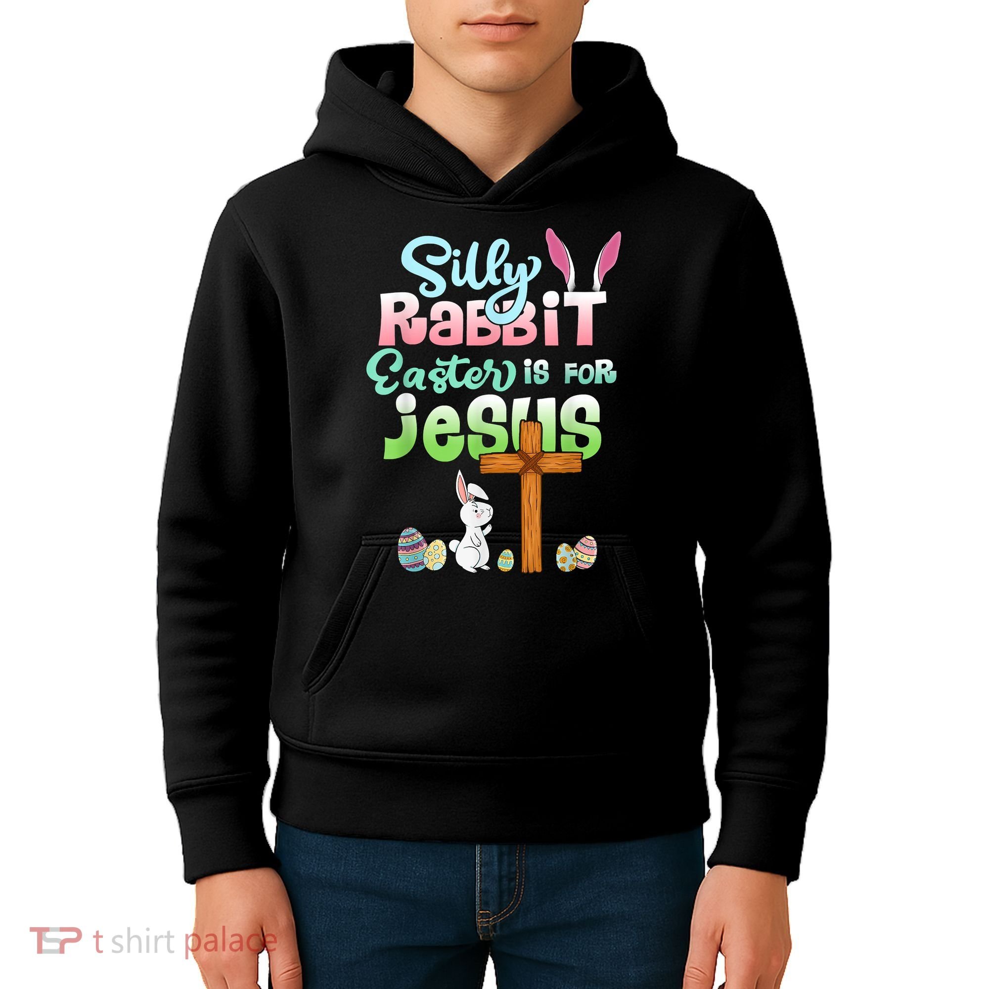 Funny Easter Day Silly Rabbit Easter Is For Jesus Christians Kids Hoodie