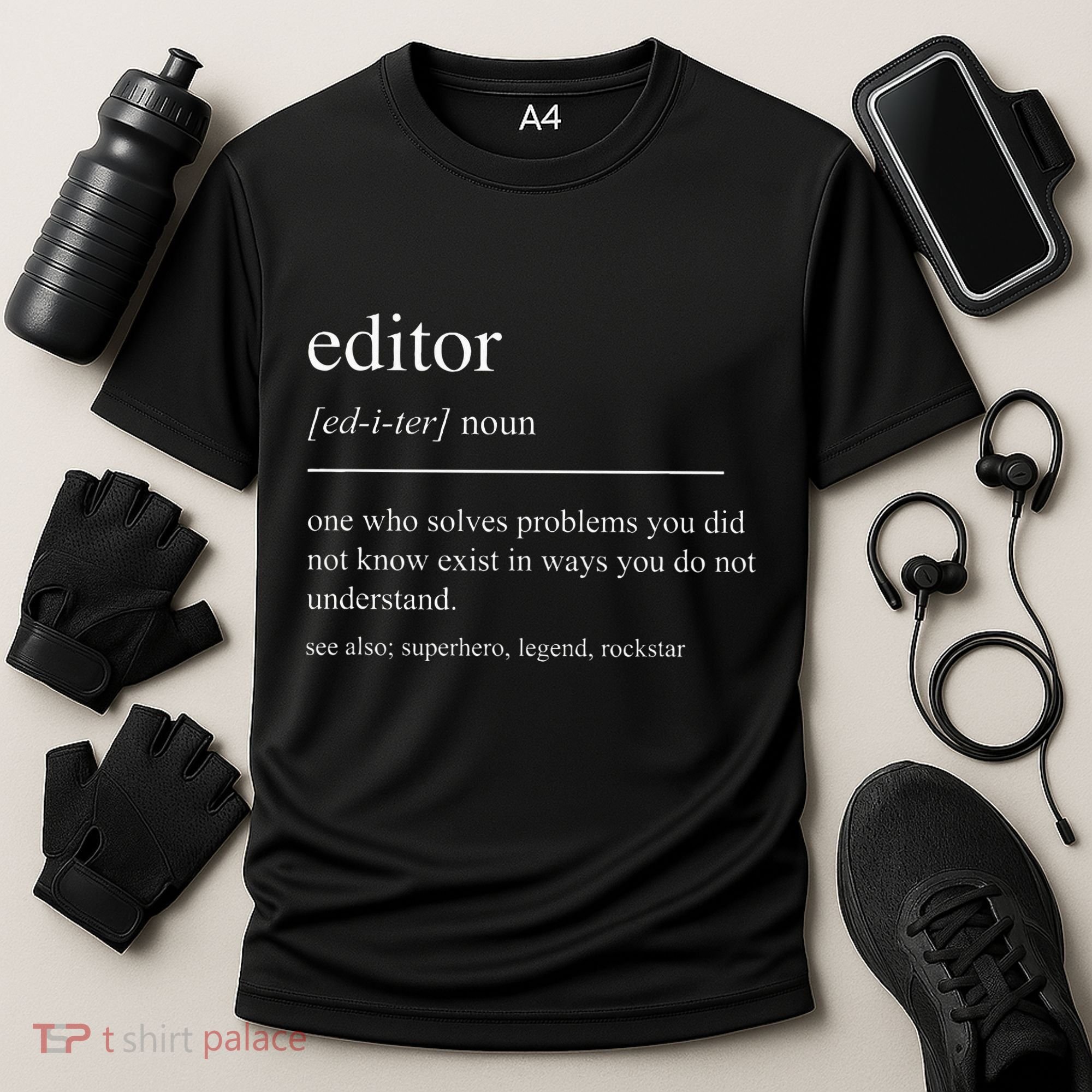 Funny Editor Definition Film Editor In Chief Video Editing Cooling Performance Crew T-Shirt