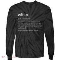 Funny Editor Definition Film Editor In Chief Video Editing Tie-Dye Long Sleeve Shirt thumb 0