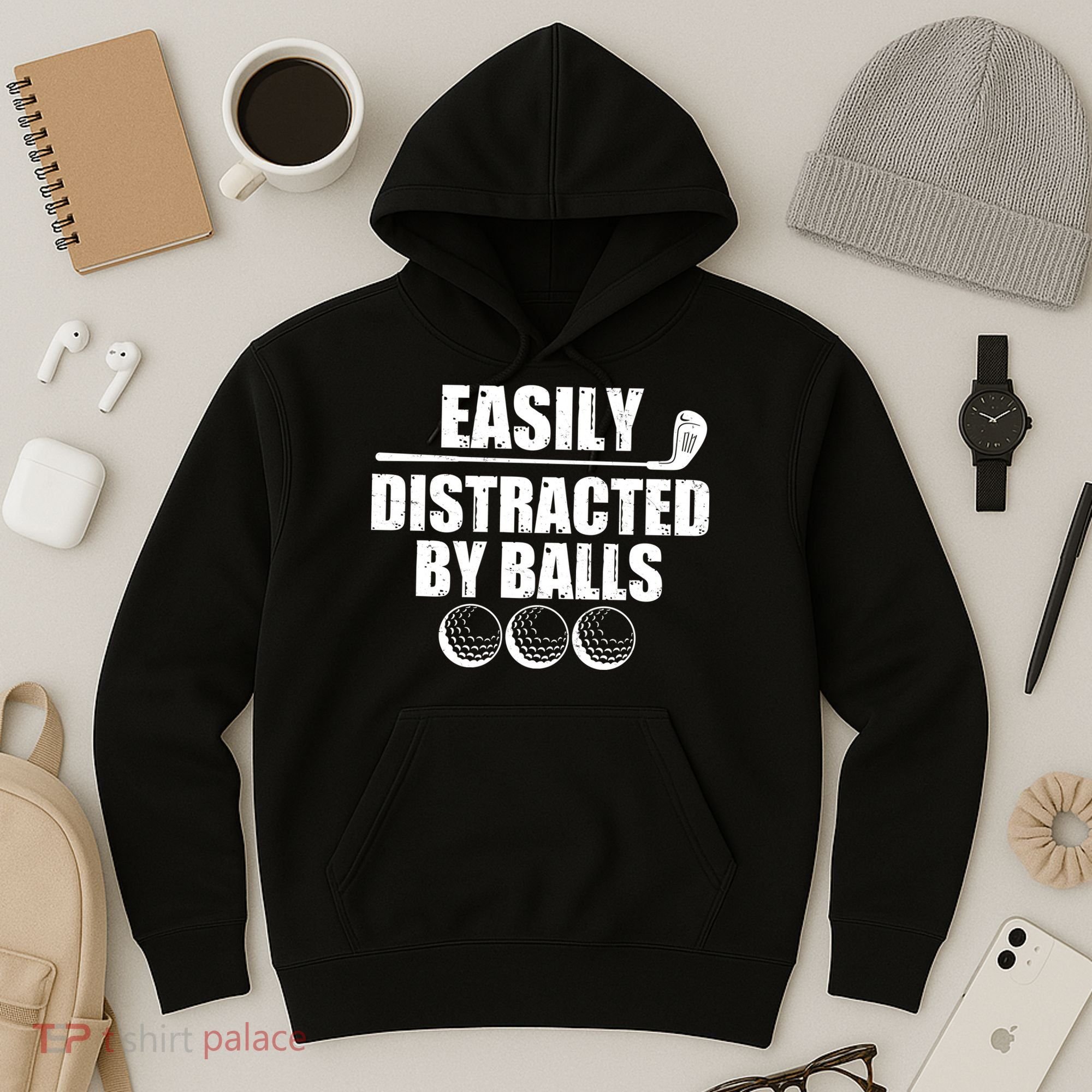 Funny Easily Distracted By Balls Golfing Fan Hoodie