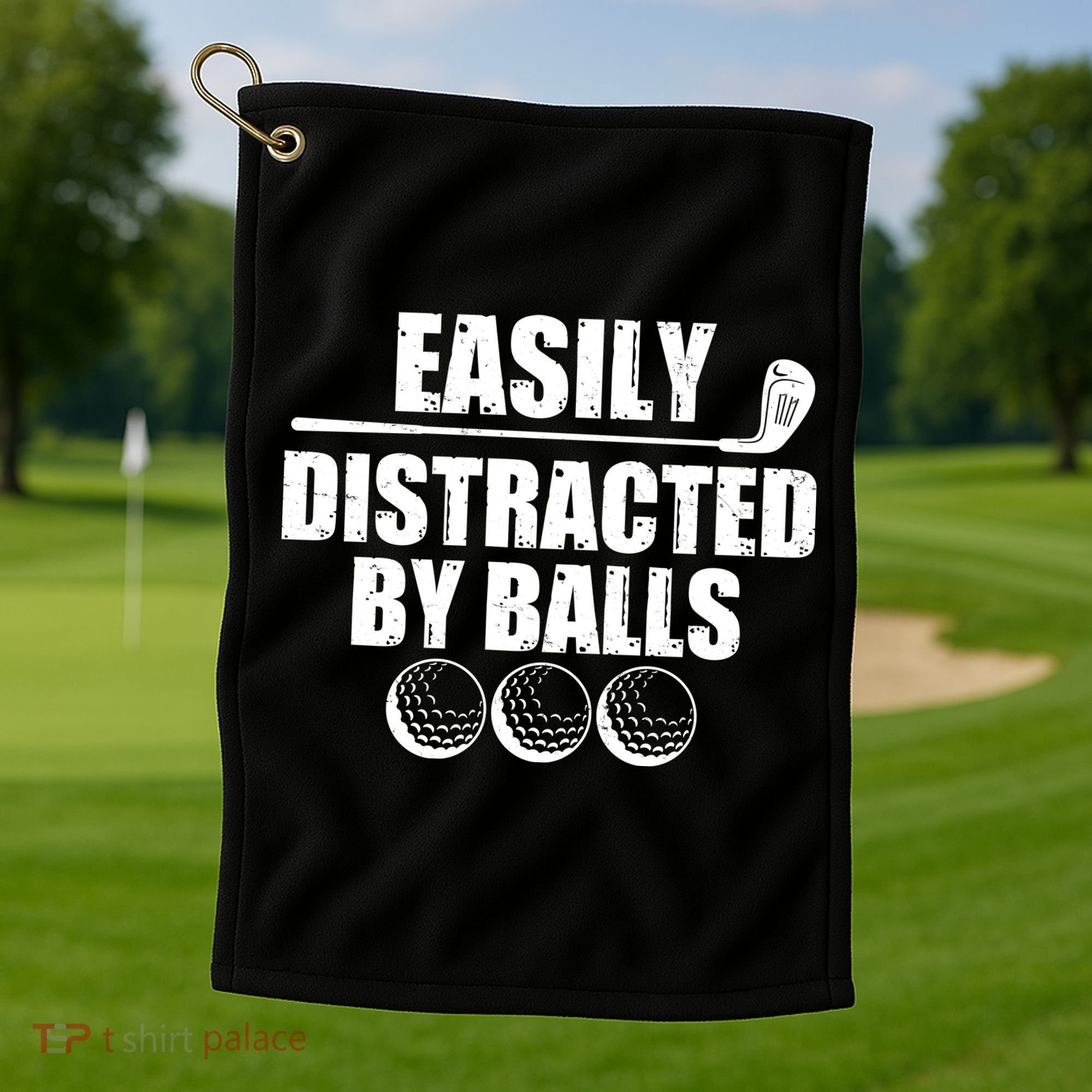 Funny Easily Distracted By Balls Golfing Fan Golf Towel