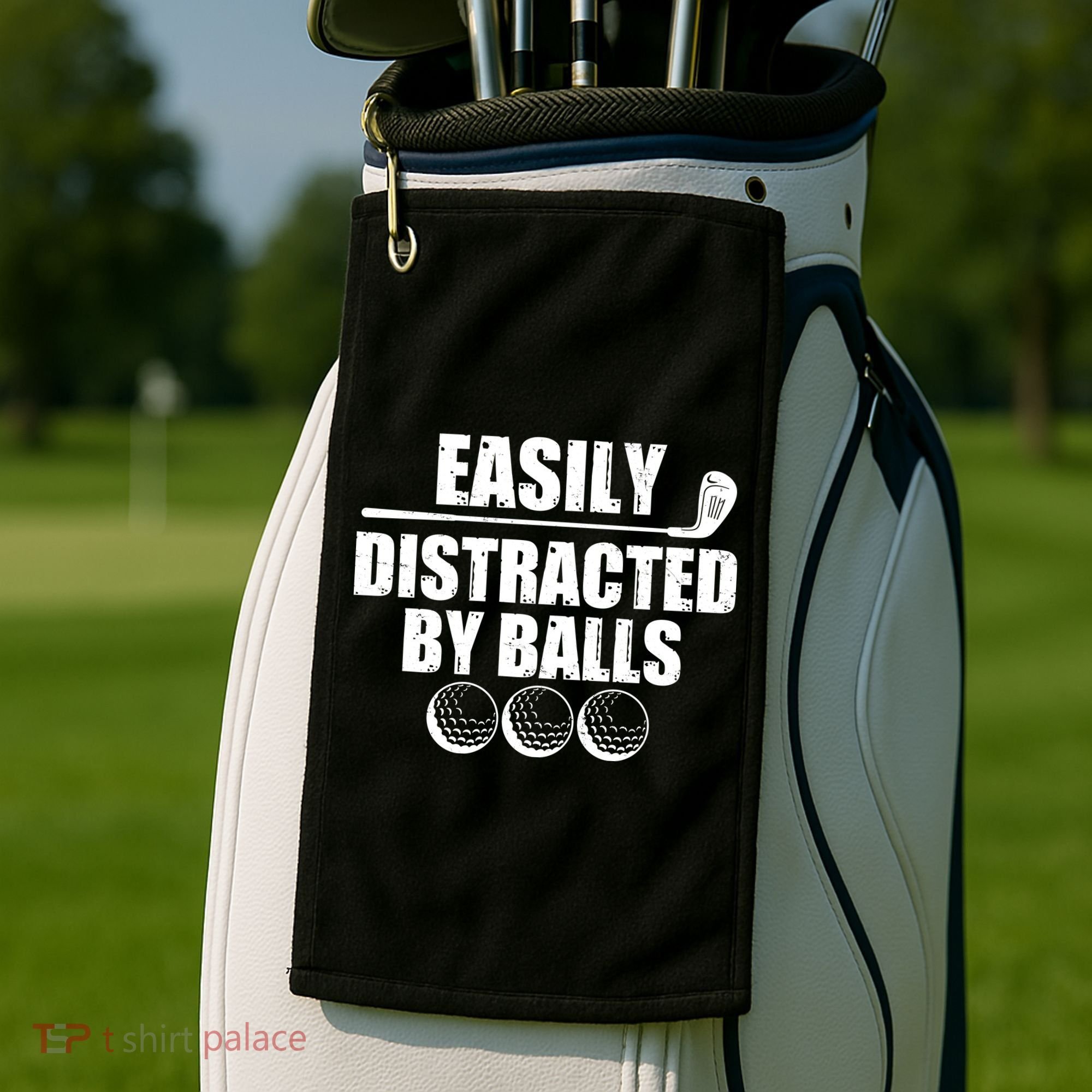 Funny Easily Distracted By Balls Golfing Fan Golf Towel