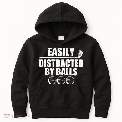 Funny Easily Distracted By Balls Golfing Fan Kids Hoodie