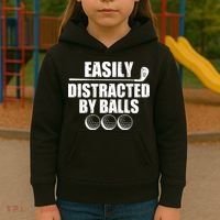 Funny Easily Distracted By Balls Golfing Fan Kids Hoodie thumb 3