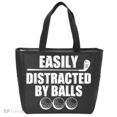 Funny Easily Distracted By Balls Golfing Fan Tote Bag