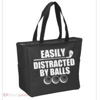 Funny Easily Distracted By Balls Golfing Fan Tote Bag thumb 2