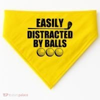 Funny Easily Distracted By Balls Golfing Fan USA-Made Doggie Bandana thumb 0