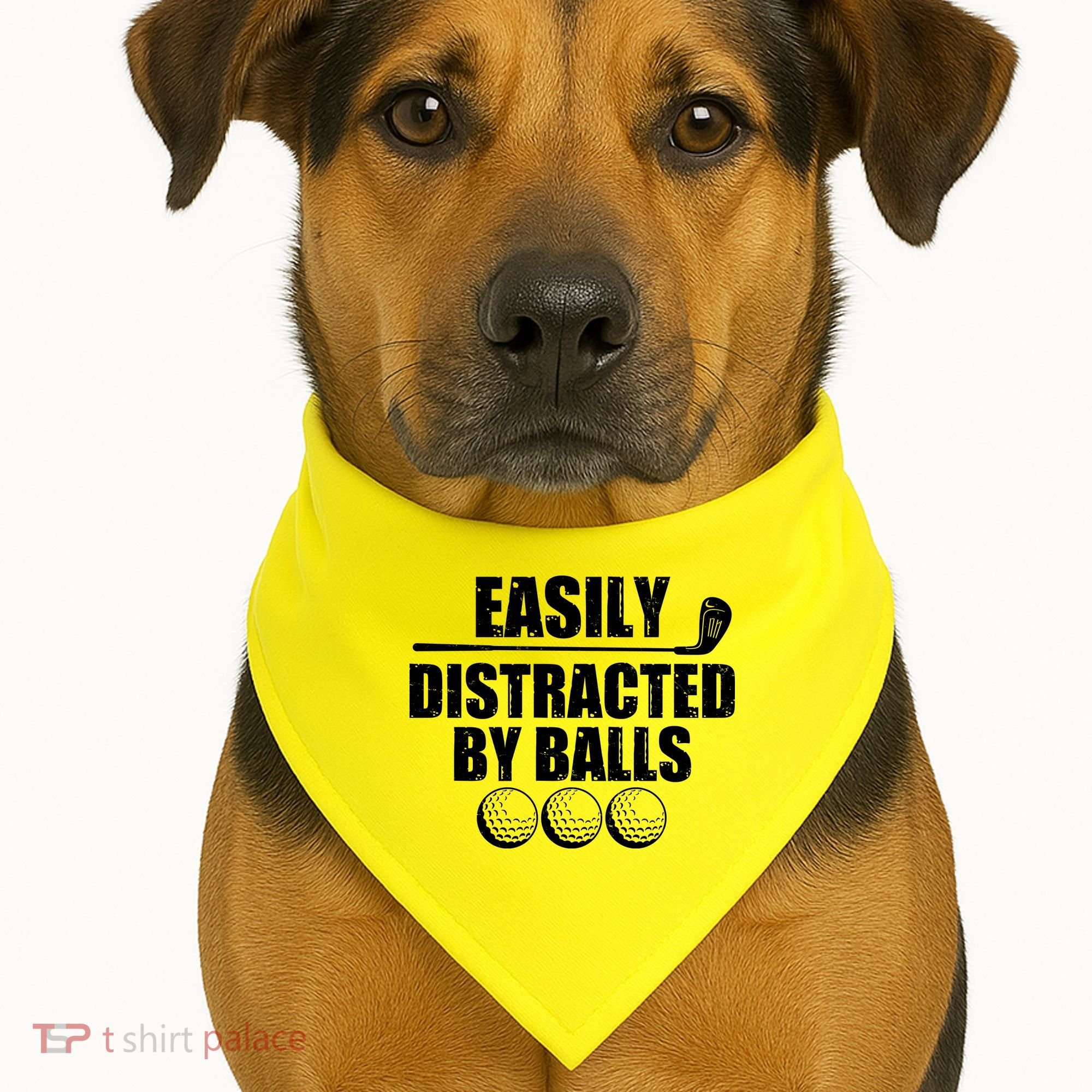 Funny Easily Distracted By Balls Golfing Fan USA-Made Doggie Bandana