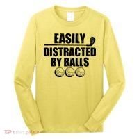 Funny Easily Distracted By Balls Golfing Fan Long Sleeve Shirt thumb 0