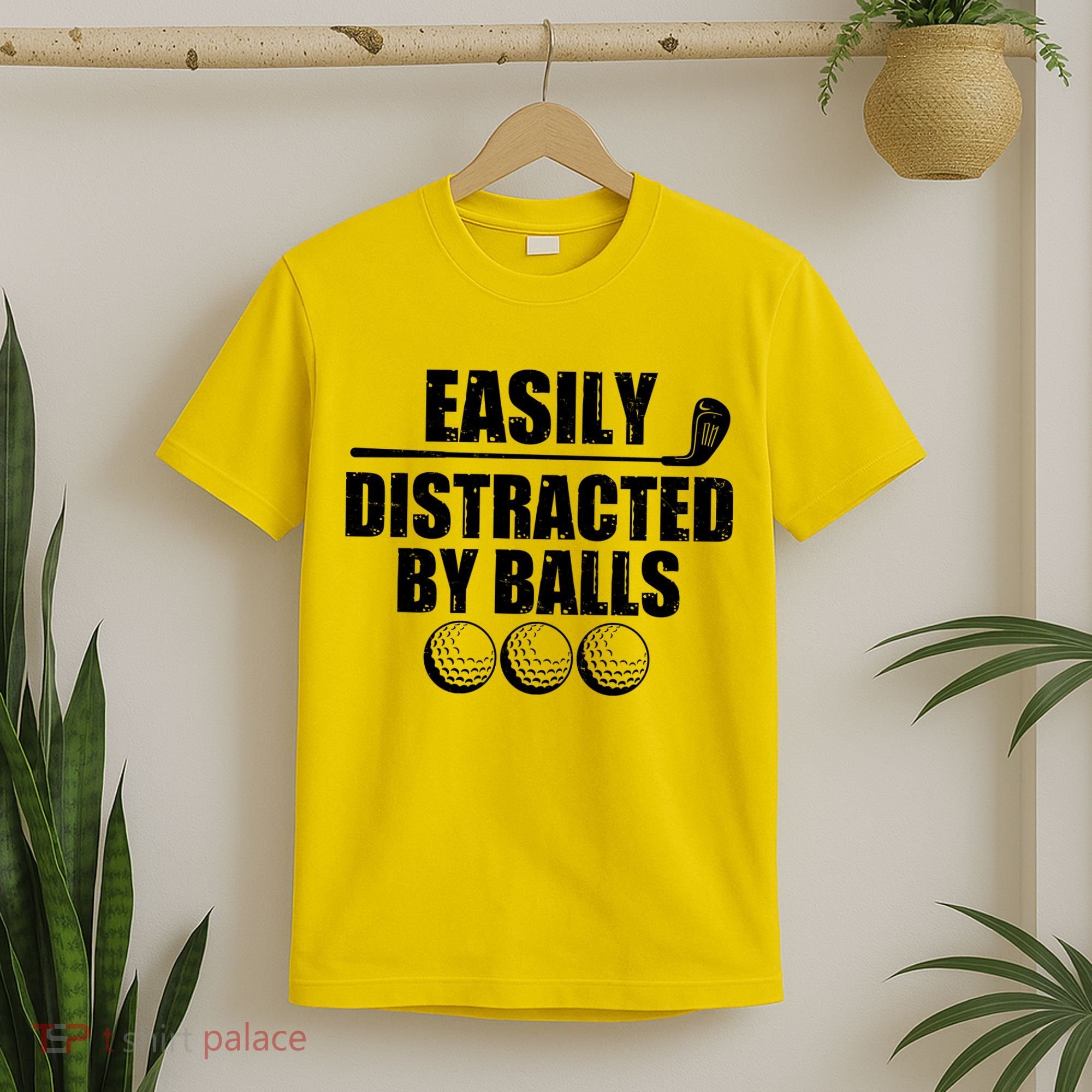 Funny Easily Distracted By Balls Golfing Fan T-Shirt