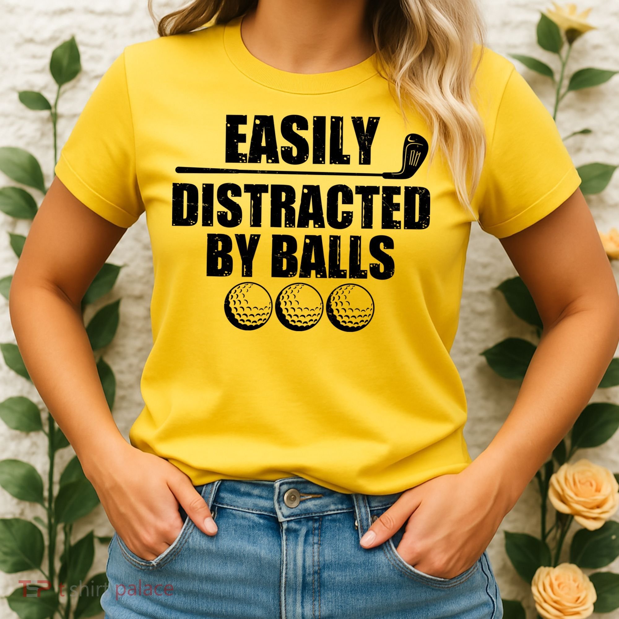 Funny Easily Distracted By Balls Golfing Fan Women's T-Shirt