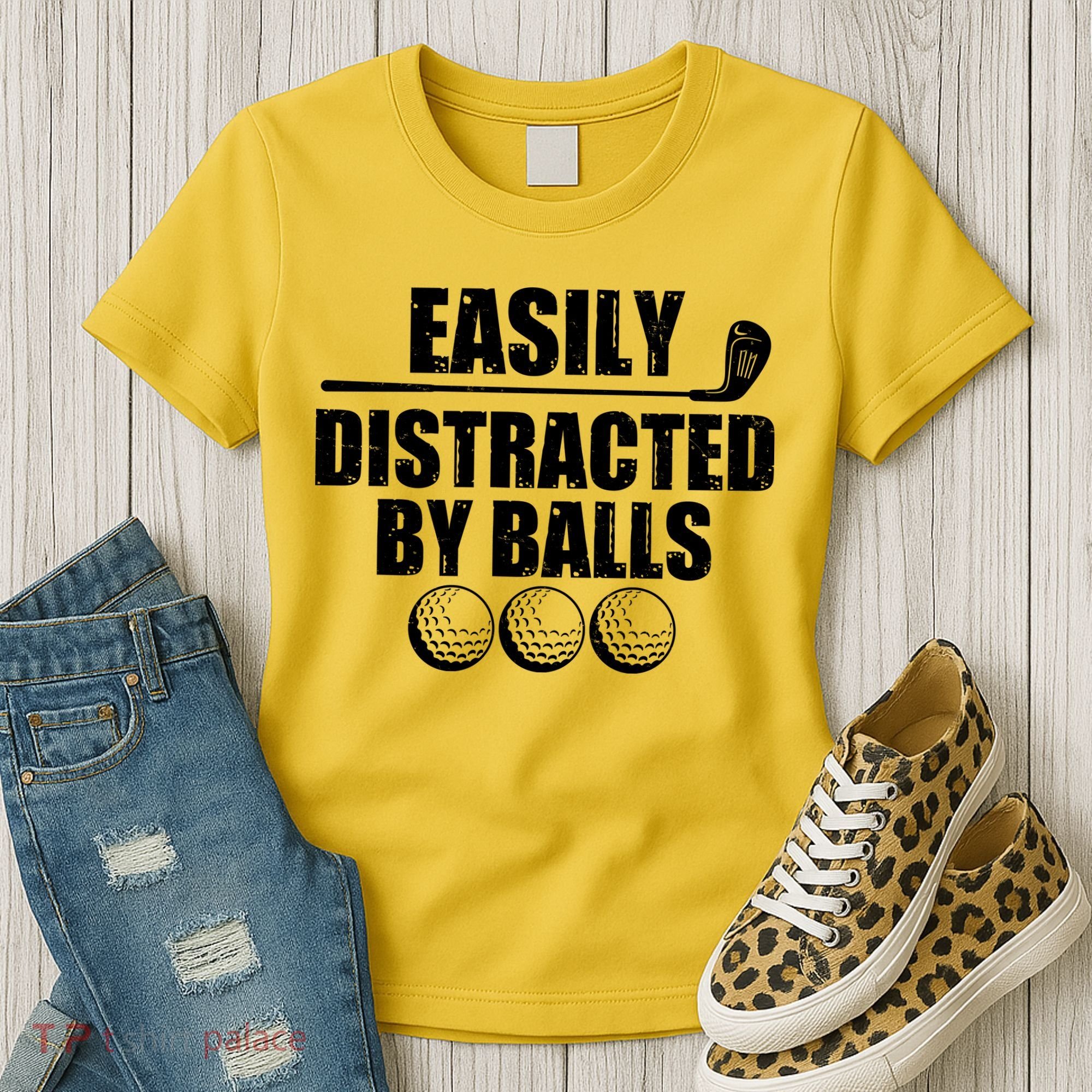 Funny Easily Distracted By Balls Golfing Fan Women's T-Shirt