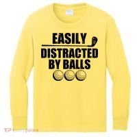 Funny Easily Distracted By Balls Golfing Fan Kids Long Sleeve Shirt thumb 0