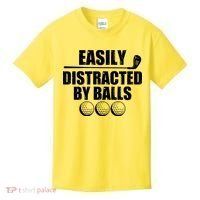 Funny Easily Distracted By Balls Golfing Fan Kids T-Shirt thumb 0