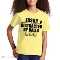 Funny Easily Distracted By Balls Golfing Fan Kids T-Shirt thumb 2
