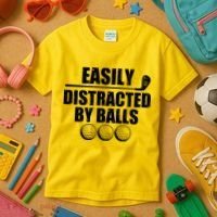 Funny Easily Distracted By Balls Golfing Fan Kids T-Shirt thumb 3