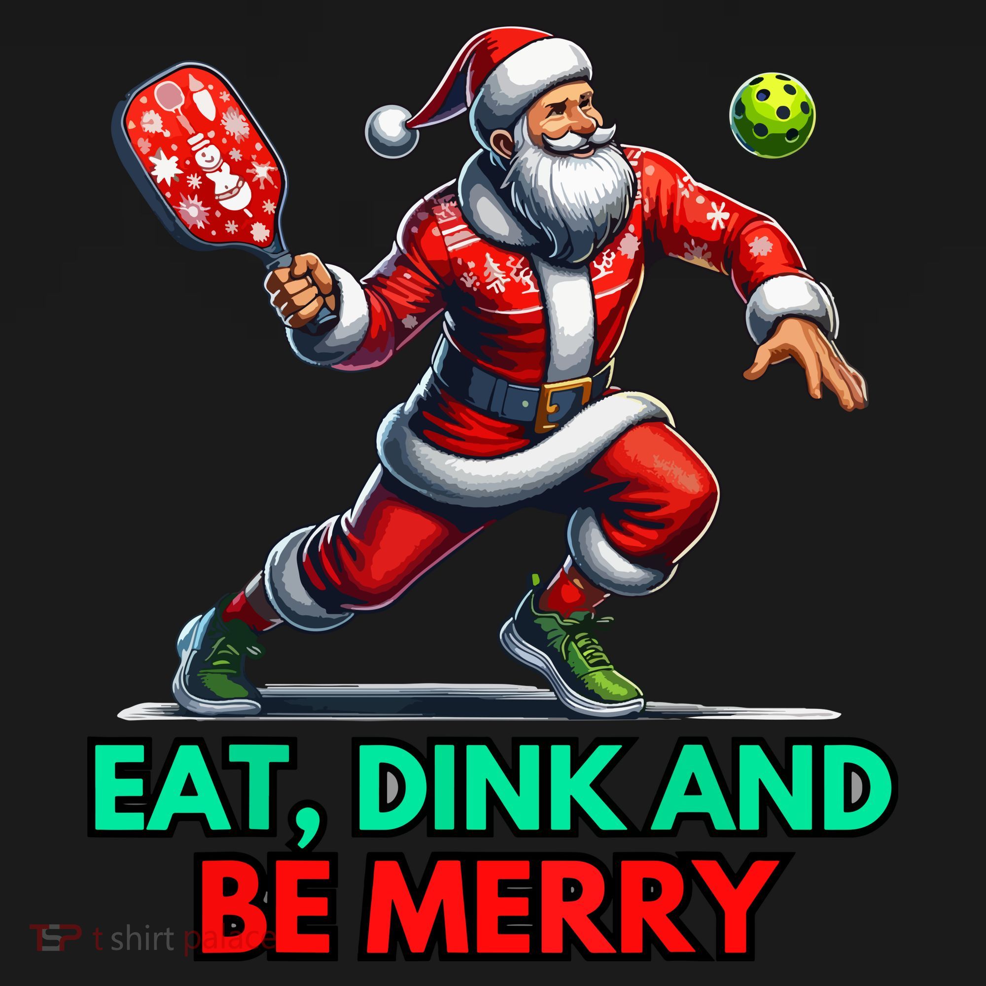 Funny Eat Dink Be Merry Santa Claus Pickleball Christmas Gift For Xmas Ornament