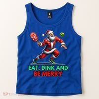 Funny Eat Dink Be Merry Santa Claus Pickleball Christmas Gift For Xmas Tank Top thumb 2