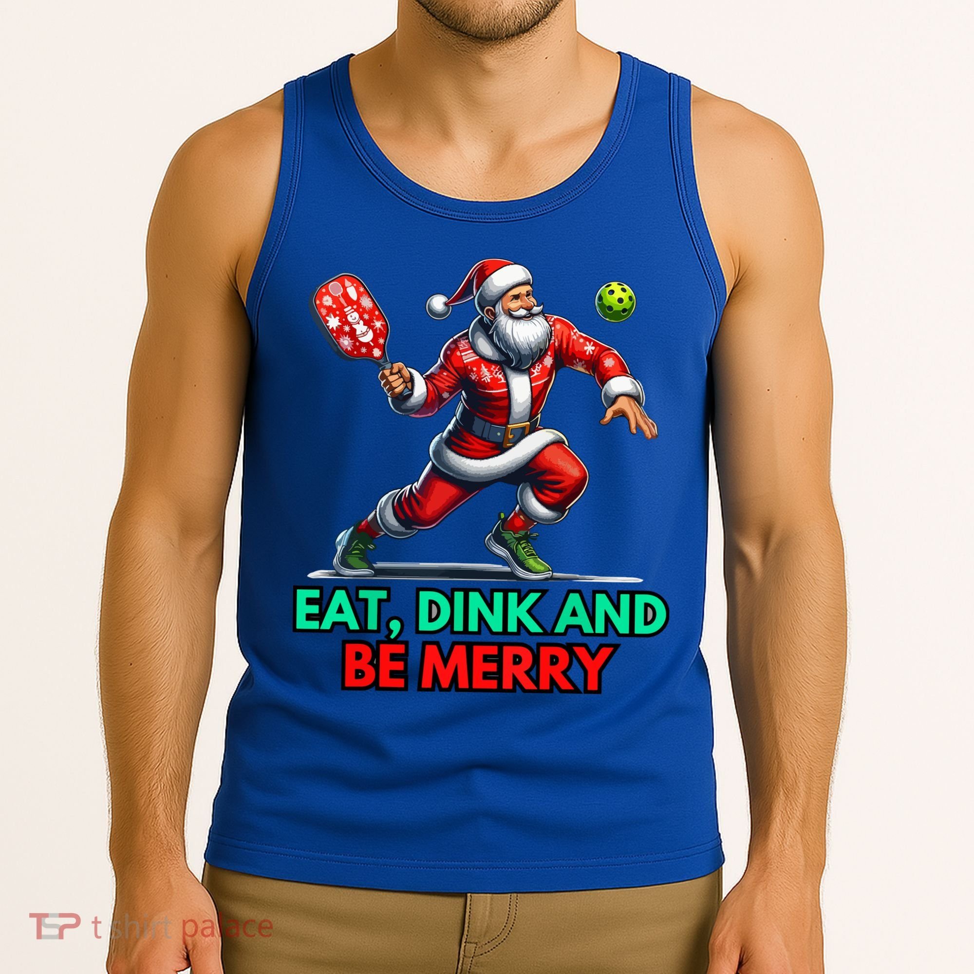 Funny Eat Dink Be Merry Santa Claus Pickleball Christmas Gift For Xmas Tank Top