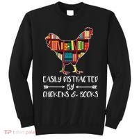 funny Easily Distracted By Chickens And Books Sweatshirt thumb 0
