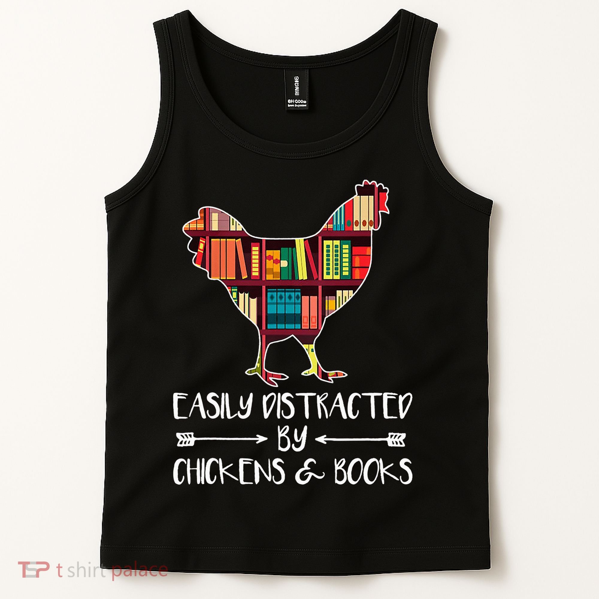 funny Easily Distracted By Chickens And Books Tank Top