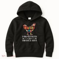funny Easily Distracted By Chickens And Books Kids Hoodie thumb 0