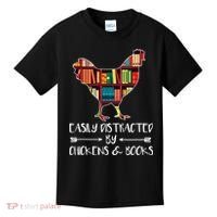 funny Easily Distracted By Chickens And Books Kids T-Shirt thumb 0