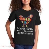 funny Easily Distracted By Chickens And Books Kids T-Shirt thumb 2