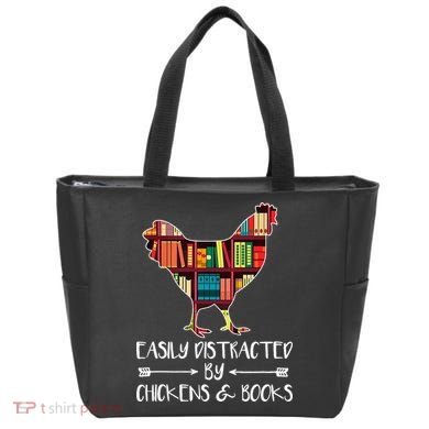 funny Easily Distracted By Chickens And Books Tote Bag