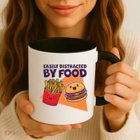 Funny Easily DIstracted By Food Cute Burger and Fries Coffee Mug thumb 3