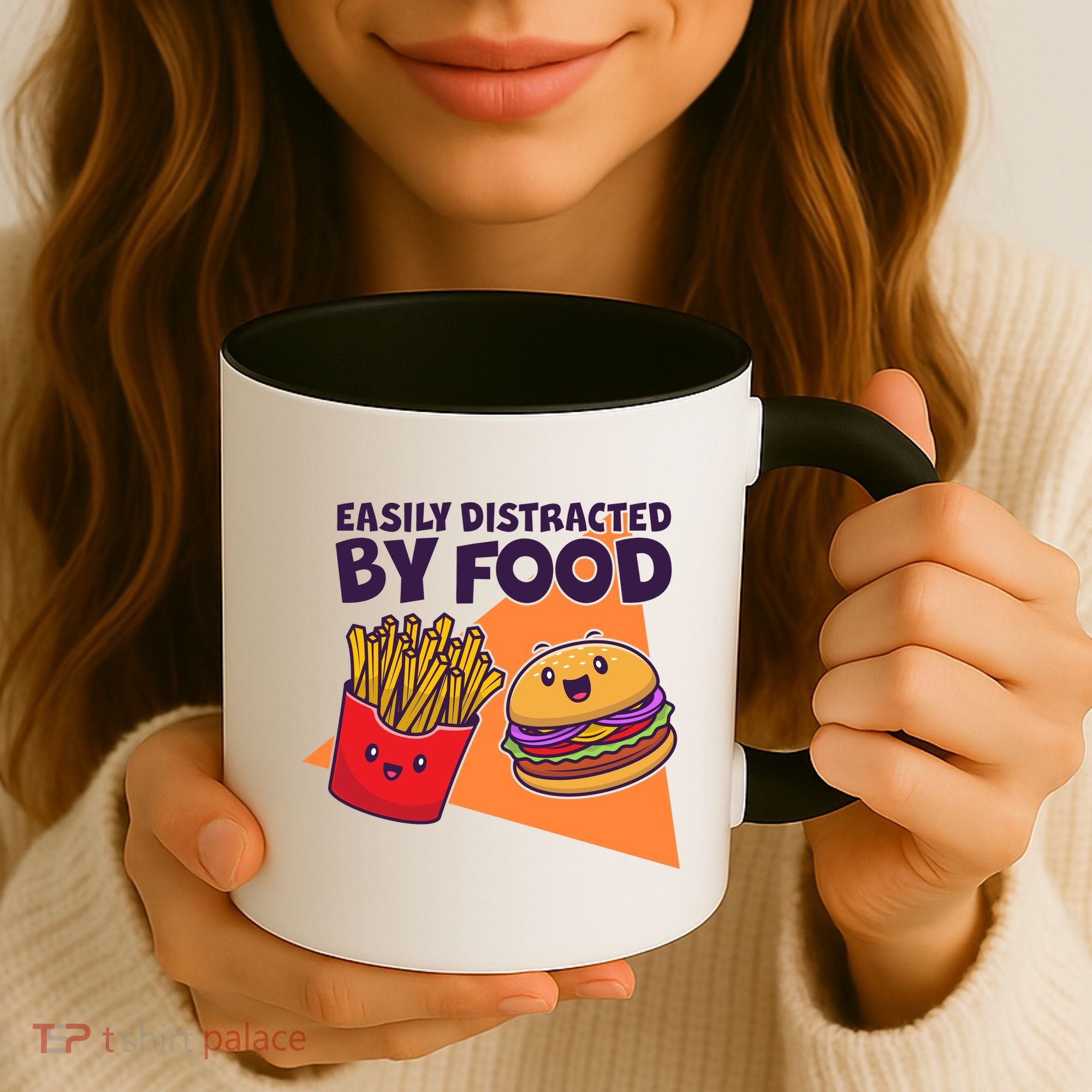 Funny Easily DIstracted By Food Cute Burger and Fries Coffee Mug