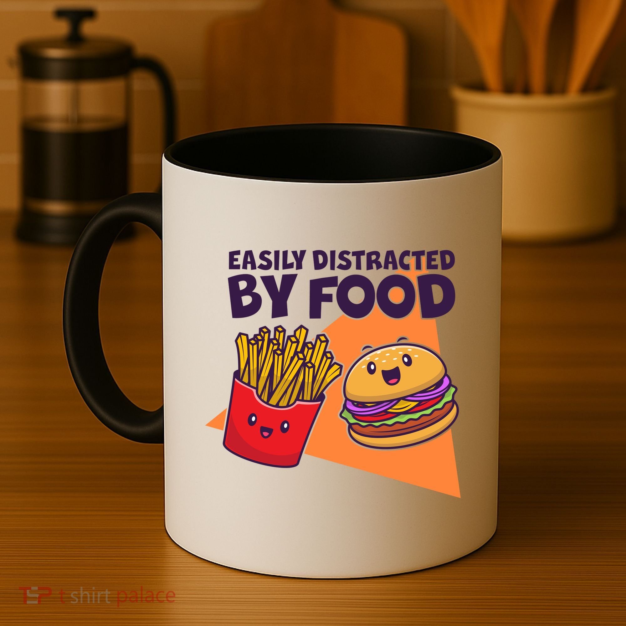 Funny Easily DIstracted By Food Cute Burger and Fries Coffee Mug