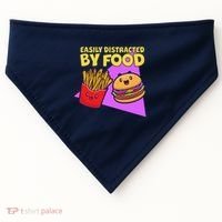 Funny Easily DIstracted By Food Cute Burger and Fries USA-Made Doggie Bandana thumb 0