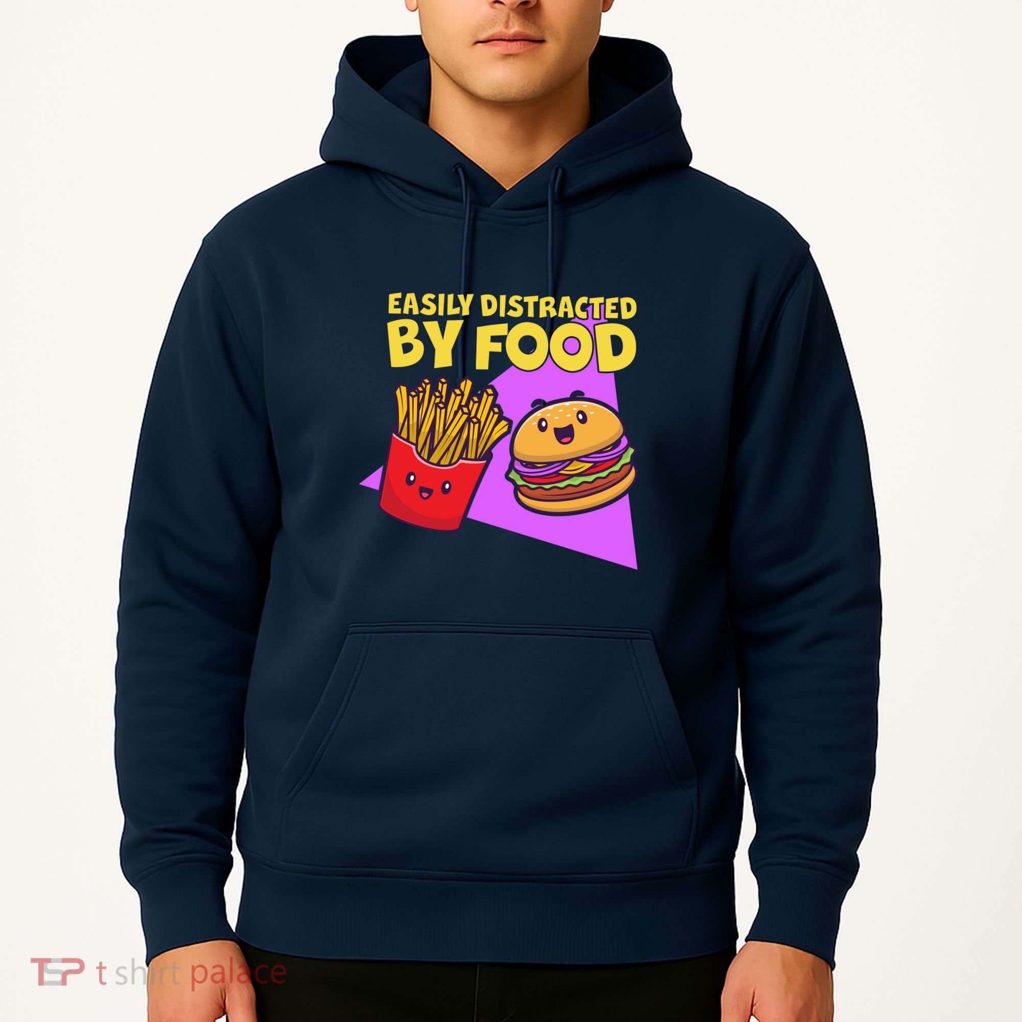 Funny Easily DIstracted By Food Cute Burger and Fries Hoodie