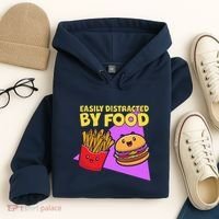Funny Easily DIstracted By Food Cute Burger and Fries Hoodie thumb 4