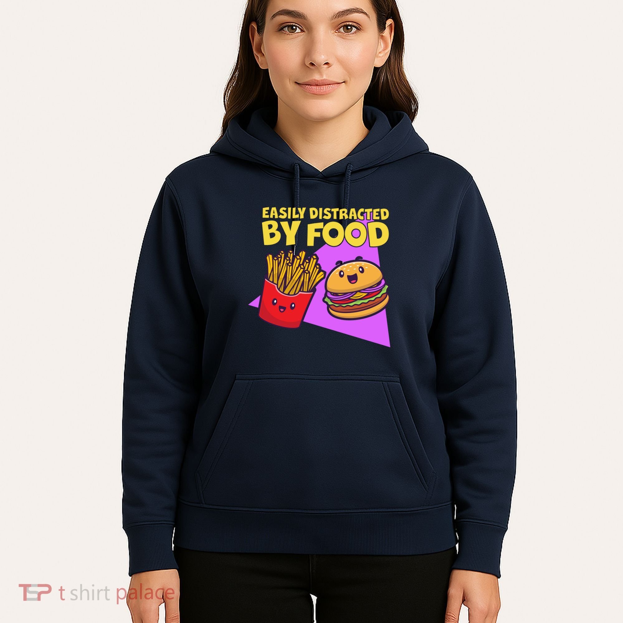 Funny Easily DIstracted By Food Cute Burger and Fries Hoodie