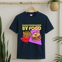 Funny Easily DIstracted By Food Cute Burger and Fries T-Shirt thumb 2