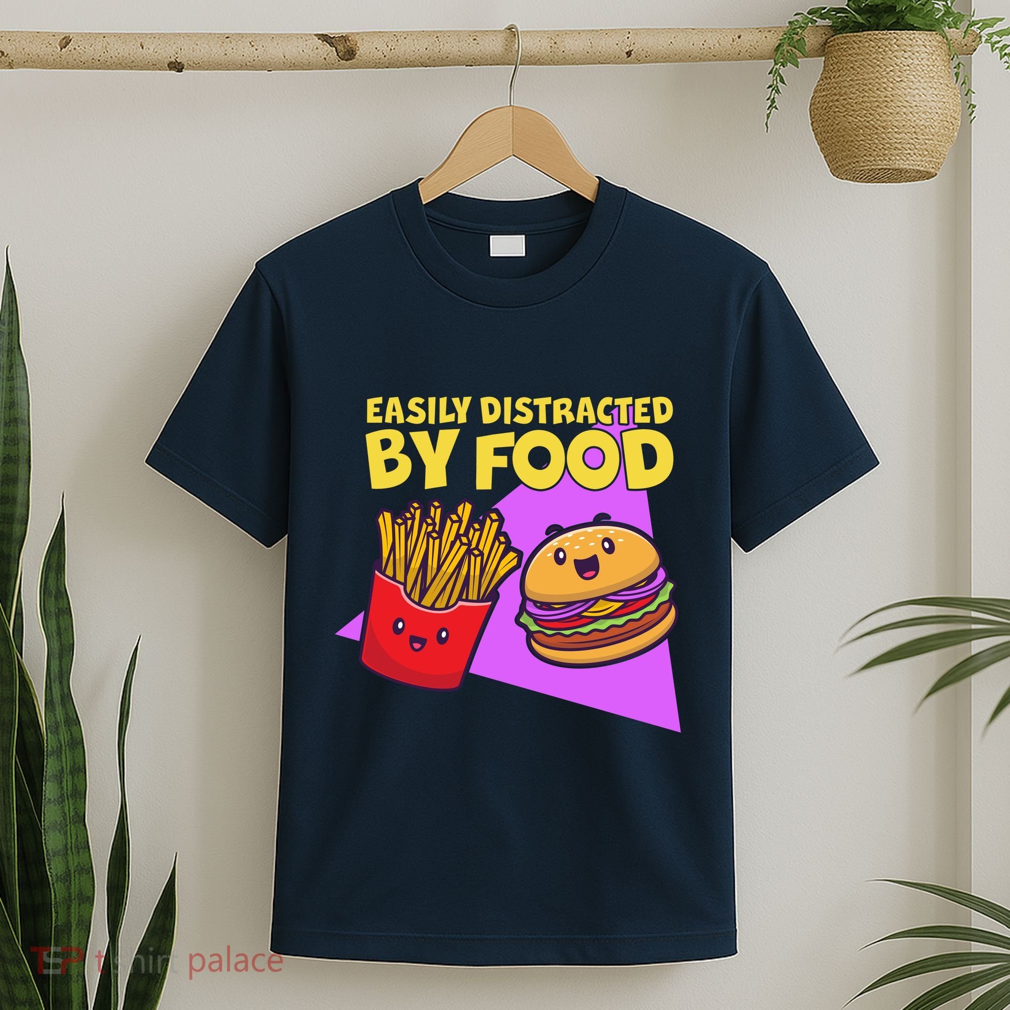 Funny Easily DIstracted By Food Cute Burger and Fries T-Shirt