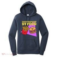 Funny Easily DIstracted By Food Cute Burger and Fries Women's Hoodie thumb 0