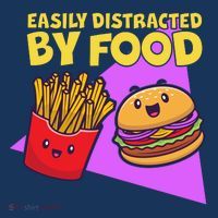 Funny Easily DIstracted By Food Cute Burger and Fries Women's Hoodie thumb 2