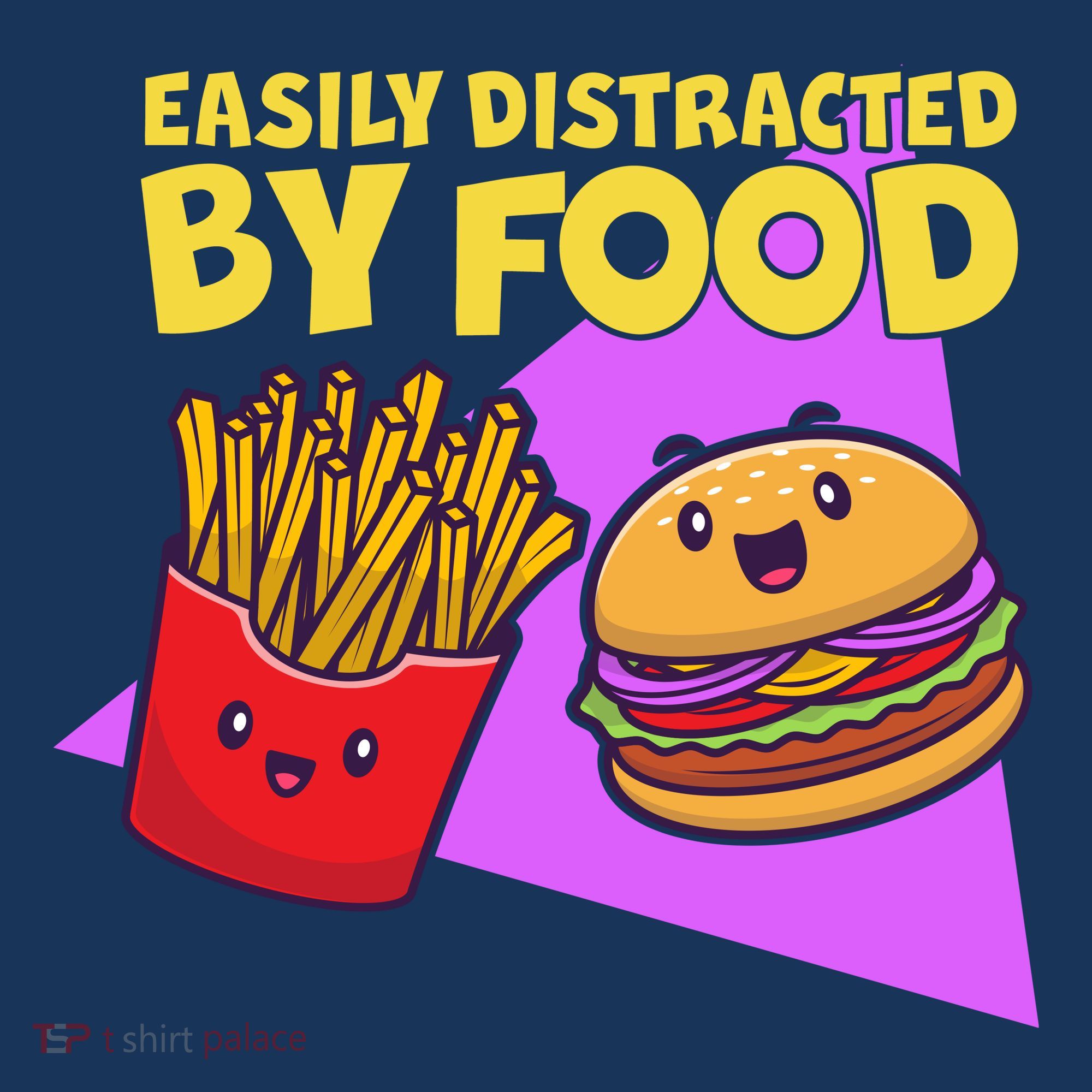 Funny Easily DIstracted By Food Cute Burger and Fries Women's Hoodie