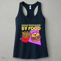 Funny Easily DIstracted By Food Cute Burger and Fries Women's Tank Top thumb 3