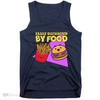 Funny Easily DIstracted By Food Cute Burger and Fries Tank Top thumb 0