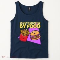 Funny Easily DIstracted By Food Cute Burger and Fries Tank Top thumb 2