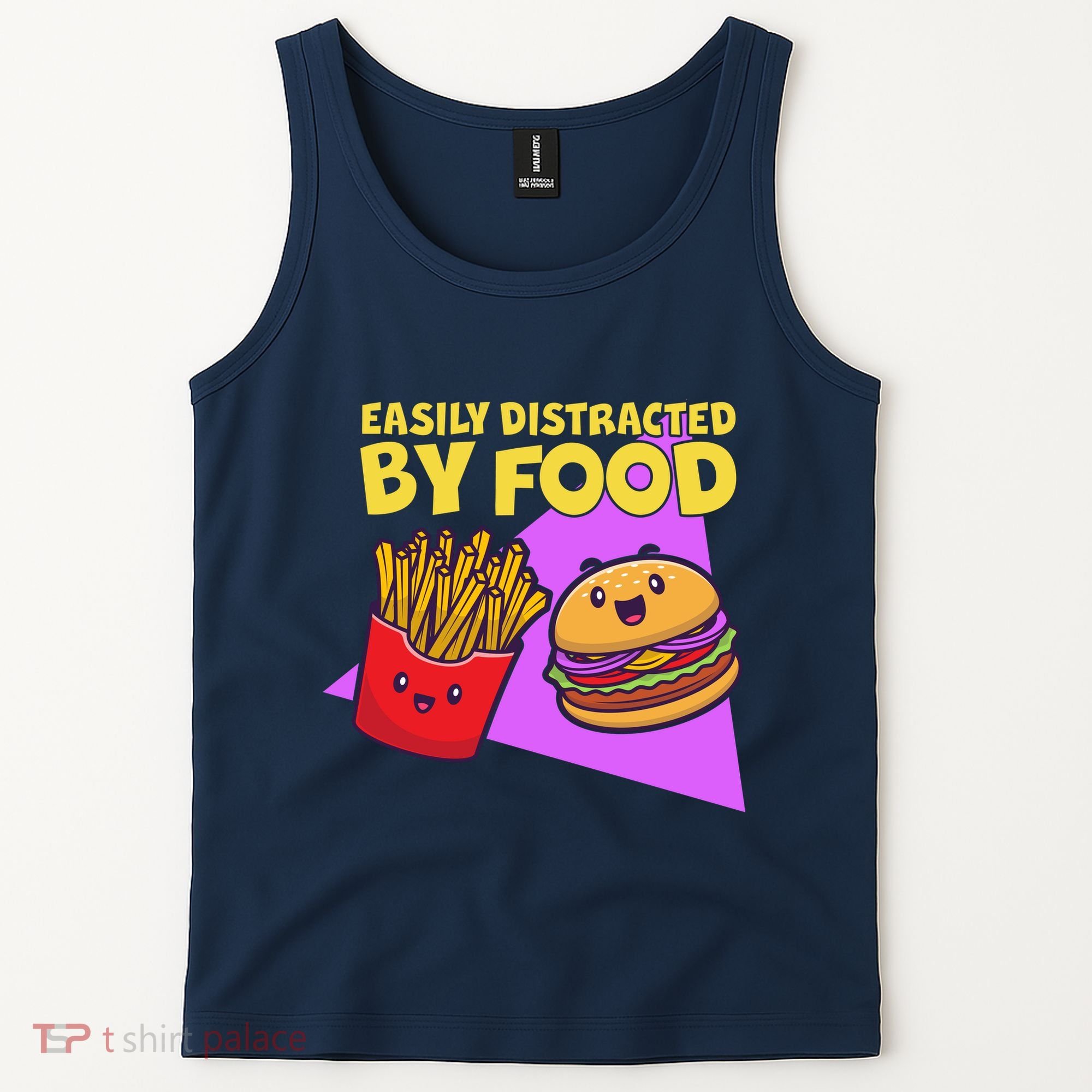 Funny Easily DIstracted By Food Cute Burger and Fries Tank Top